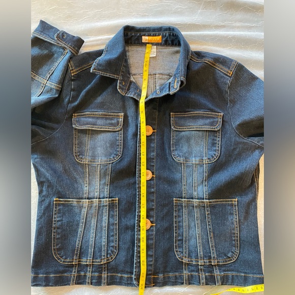 Tulle Plus Jacket Medium Dark Blue Stretch Denim Jean Jacket Size 1X - Picture 5 of 7